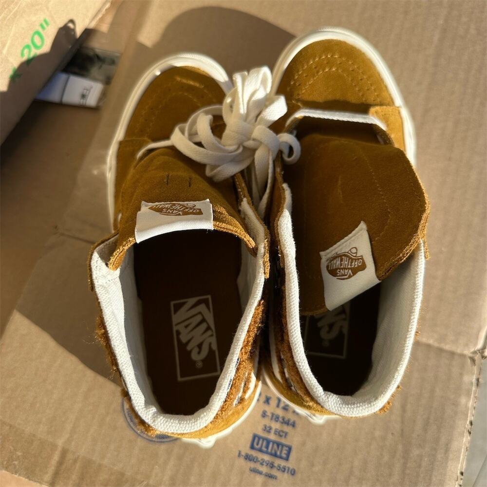 Vans Sk8-Hi Tapered High Top Sneakers Tufted Check Brown Womens 6.5 Mens 5 - Picture 5 of 10